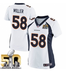 Women's Nike Denver Broncos #58 Von Miller Elite White Super Bowl 50 Bound NFL Jersey