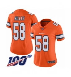 Women's Nike Denver Broncos #58 Von Miller Limited Orange Rush Vapor Untouchable 100th Season NFL Jersey