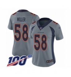 Women's Nike Denver Broncos #58 Von Miller Limited Silver Inverted Legend 100th Season NFL Jersey