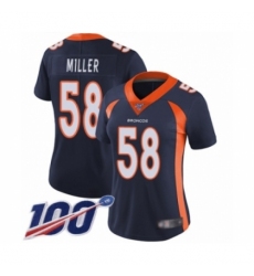 Women's Nike Denver Broncos #58 Von Miller Navy Blue Alternate Vapor Untouchable Limited Player 100th Season NFL Jersey