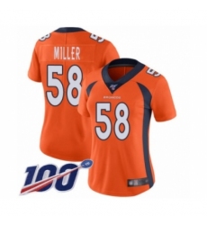 Women's Nike Denver Broncos #58 Von Miller Orange Team Color Vapor Untouchable Limited Player 100th Season NFL Jersey