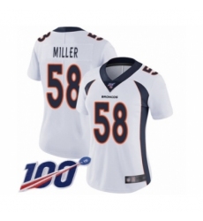Women's Nike Denver Broncos #58 Von Miller White Vapor Untouchable Limited Player 100th Season NFL Jersey