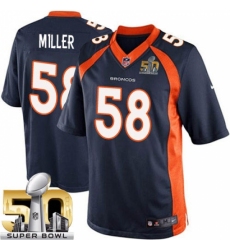 Youth Nike Denver Broncos #58 Von Miller Elite Navy Blue Alternate Super Bowl 50 Bound NFL Jersey