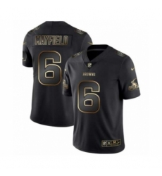Men Cleveland Browns #6 Baker Mayfield Black Golden Edition 2019 Vapor Untouchable Limited Jersey