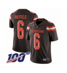 Men's Cleveland Browns #6 Baker Mayfield Brown Team Color 100th Season Vapor Untouchable Limited Player Football Jersey