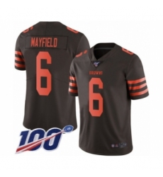 Men's Cleveland Browns #6 Baker Mayfield Limited Brown Rush 100th Season Vapor Untouchable Football Jersey