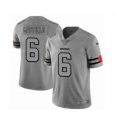 Men's Cleveland Browns #6 Baker Mayfield Limited Gray Team Logo Gridiron Football Jersey