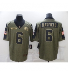 Men's Cleveland Browns #6 Baker Mayfield Nike Olive 2021 Salute To Service Limited Player Jersey