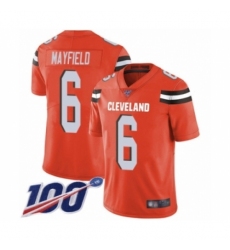 Men's Cleveland Browns #6 Baker Mayfield Orange Alternate 100th Season Vapor Untouchable Limited Player Football Jersey