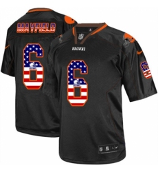 Men's Nike Cleveland Browns #6 Baker Mayfield Elite Black USA Flag Fashion NFL Jersey