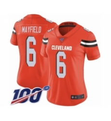 Women's Cleveland Browns #6 Baker Mayfield Orange Alternate 100th Season Vapor Untouchable Limited Player Football Jersey