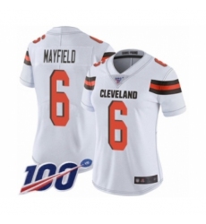 Women's Cleveland Browns #6 Baker Mayfield White 100th Season Vapor Untouchable Limited Player Football Jersey