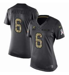 Women's Nike Cleveland Browns #6 Baker Mayfield Limited Black 2016 Salute to Service NFL Jersey