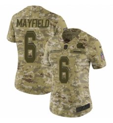 Women's Nike Cleveland Browns #6 Baker Mayfield Limited Camo 2018 Salute to Service NFL Jersey