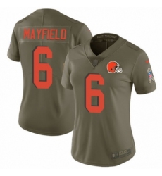 Women's Nike Cleveland Browns #6 Baker Mayfield Limited Olive 2017 Salute to Service NFL Jersey