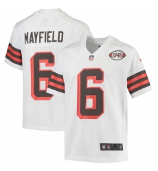 Youth Cleveland Browns #6 Baker Mayfield Nike White 1946 Collection Alternate Jersey