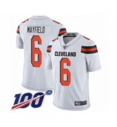 Youth Cleveland Browns #6 Baker Mayfield White 100th Season Vapor Untouchable Limited Player Football Jersey