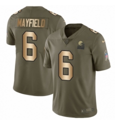 Youth Nike Cleveland Browns #6 Baker Mayfield Limited Olive Gold 2017 Salute to Service NFL Jersey