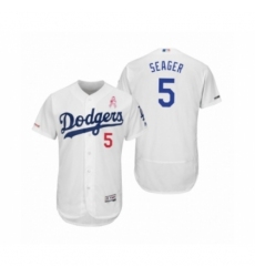 Men's Corey Seager Los Angeles Dodgers #5 White 2019 Mother's Day Flex Base Home Jersey