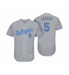 Men's Los Angeles Dodgers #5 Corey Seager Gray 2017 Fathers Day Flex Base Jersey