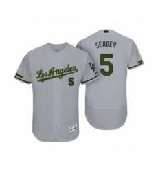 Men's Los Angeles Dodgers #5 Corey Seager Gray 2017 Memorial Day Collection Flex Base Jersey