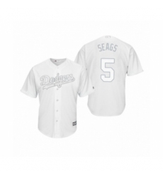Men's Los Angeles Dodgers #5 Corey Seager Seags White 2019 Players Weekend Replica Jersey