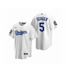 Men's Los Angeles Dodgers #5 Corey Seager White 2020 World Series Replica Jersey