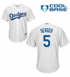 Men's Majestic Los Angeles Dodgers #5 Corey Seager Replica White Home Cool Base MLB Jersey