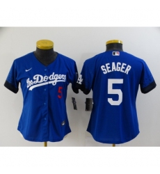Women's Los Angeles Dodgers #5 Corey Seager Blue Game City Player Jersey