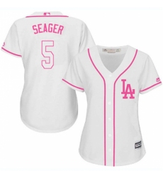 Women's Majestic Los Angeles Dodgers #5 Corey Seager Authentic White Fashion Cool Base MLB Jersey