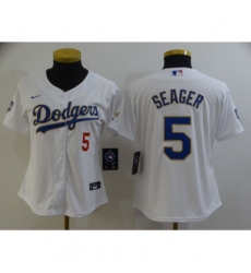Women's Nike Los Angeles Dodgers #5 Corey Seager White Series Champions Jersey