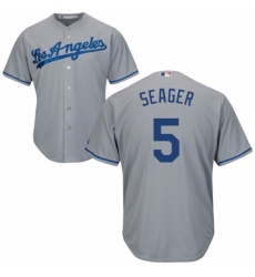 Youth Majestic Los Angeles Dodgers #5 Corey Seager Replica Grey Road Cool Base MLB Jersey