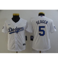 Youth Nike Los Angeles Dodgers #5 Corey Seager White Series Champions Jersey
