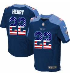 Men's Nike Tennessee Titans #22 Derrick Henry Elite Navy Blue Alternate USA Flag Fashion NFL Jersey