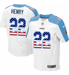 Men's Nike Tennessee Titans #22 Derrick Henry Elite White Road USA Flag Fashion NFL Jersey