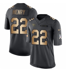 Men's Nike Tennessee Titans #22 Derrick Henry Limited Black/Gold Salute to Service NFL Jersey