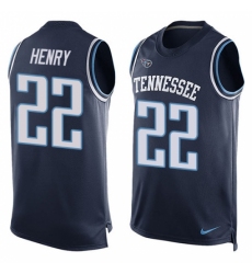 Men's Nike Tennessee Titans #22 Derrick Henry Limited Navy Blue Player Name & Number Tank Top NFL Jersey