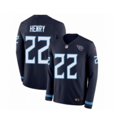 Men's Nike Tennessee Titans #22 Derrick Henry Limited Navy Blue Therma Long Sleeve NFL Jersey