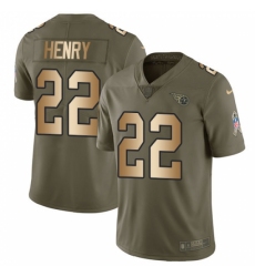 Men's Nike Tennessee Titans #22 Derrick Henry Limited Olive/Gold 2017 Salute to Service NFL Jersey