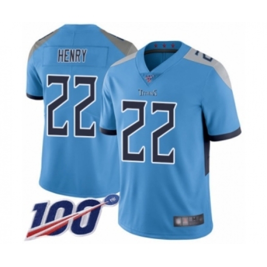 Men's Tennessee Titans #22 Derrick Henry Light Blue Alternate Vapor Untouchable Limited Player 100th Season Football Jersey Men's Tennessee Titans #22 Derrick Henry Light Blue Alternate Vapor Untouchable Limited Player 100th Season Football Jersey