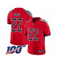 Men's Tennessee Titans #22 Derrick Henry Limited Red Inverted Legend 100th Season Football Jersey
