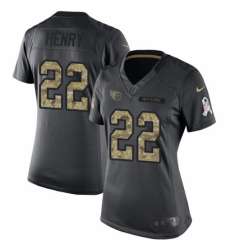 Women's Nike Tennessee Titans #22 Derrick Henry Limited Black 2016 Salute to Service NFL Jersey