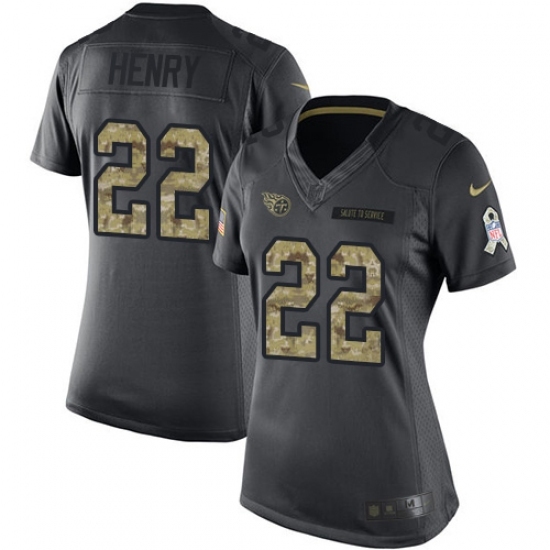 Women's Nike Tennessee Titans #22 Derrick Henry Limited Black 2016 Salute to Service NFL Jersey Women's Nike Tennessee Titans #22 Derrick Henry Limited Black 2016 Salute to Service NFL Jersey