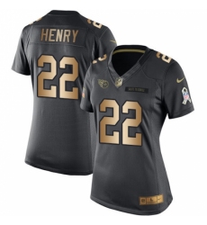 Women's Nike Tennessee Titans #22 Derrick Henry Limited Black/Gold Salute to Service NFL Jersey