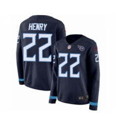 Women's Nike Tennessee Titans #22 Derrick Henry Limited Navy Blue Therma Long Sleeve NFL Jersey