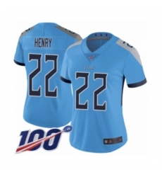 Women's Tennessee Titans #22 Derrick Henry Light Blue Alternate Vapor Untouchable Limited Player 100th Season Football Jersey