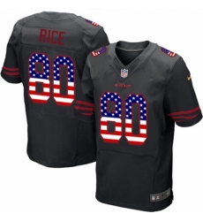 Men's Nike San Francisco 49ers #80 Jerry Rice Elite Black Alternate USA Flag Fashion NFL Jersey