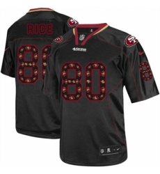 Men's Nike San Francisco 49ers #80 Jerry Rice Elite New Lights Out Black NFL Jersey