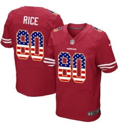 Men's Nike San Francisco 49ers #80 Jerry Rice Elite Red Home USA Flag Fashion NFL Jersey