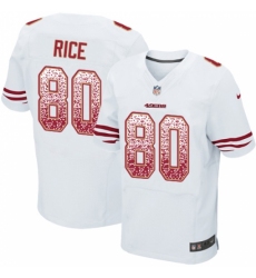 Men's Nike San Francisco 49ers #80 Jerry Rice Elite White Road Drift Fashion NFL Jersey